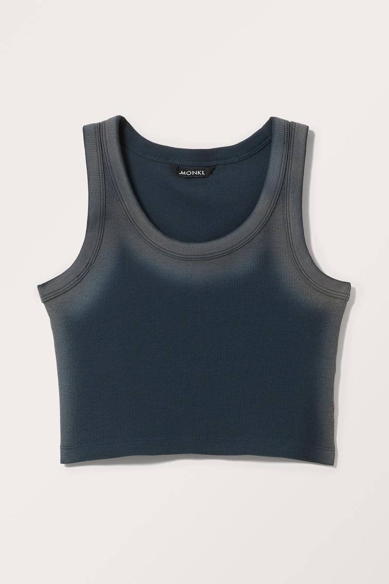 Kurzes Geripptes Tanktop - Blau von Monki