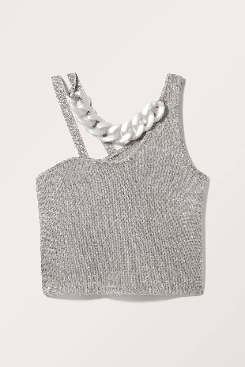 Kurzes Stricktop In Metallic-Optik - Grau von Monki