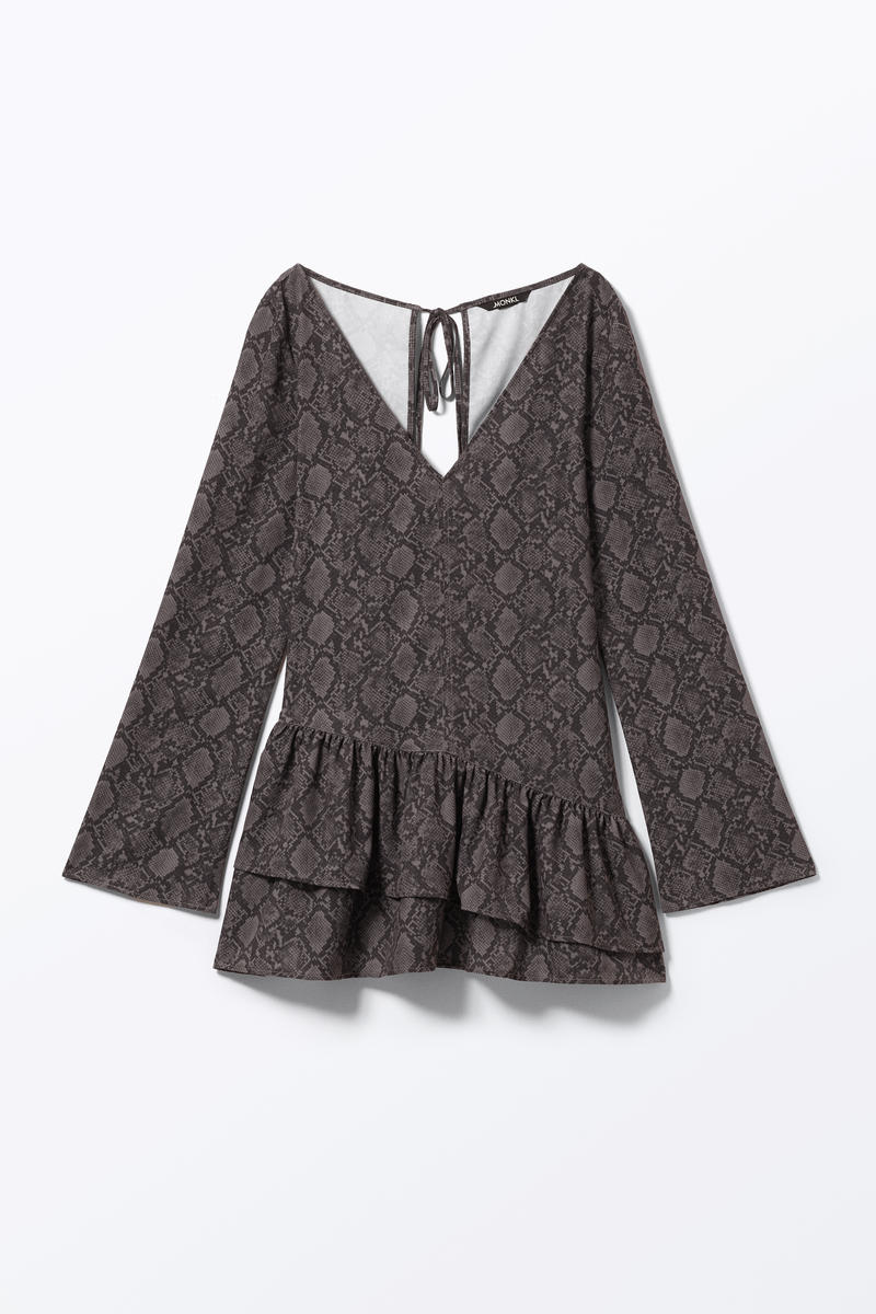 Langärmeliges Minikleid Mit V-Ausschnitt - Grau von Monki