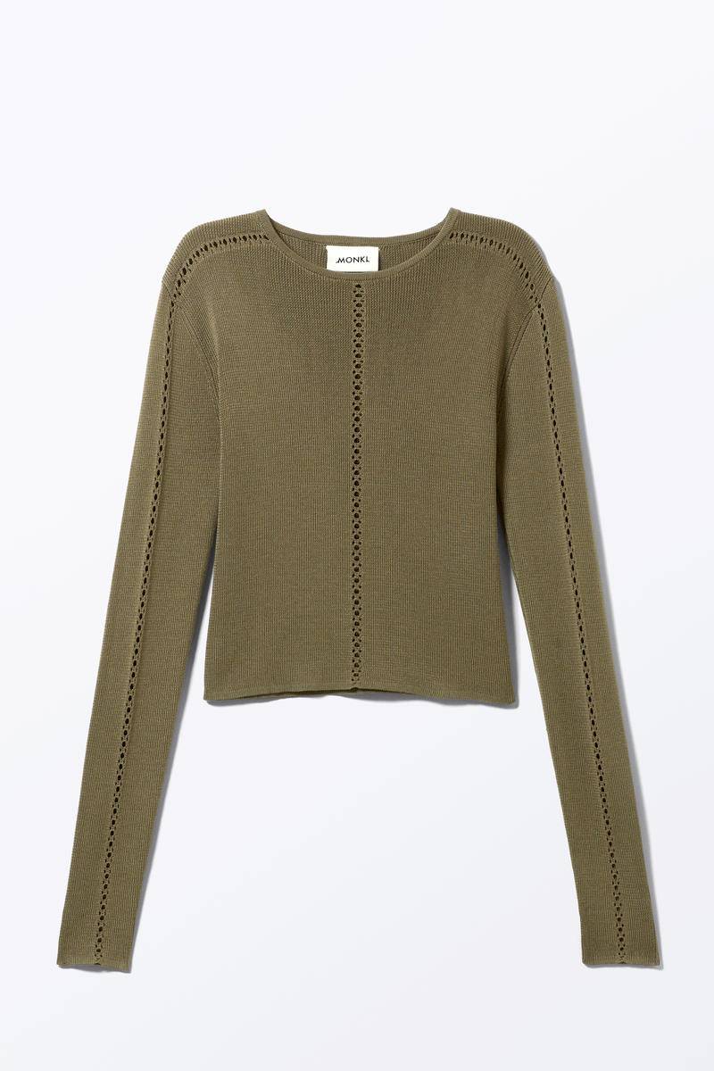 Langärmeliges Strick-Top Mit Cut-Outs - Grün von Monki