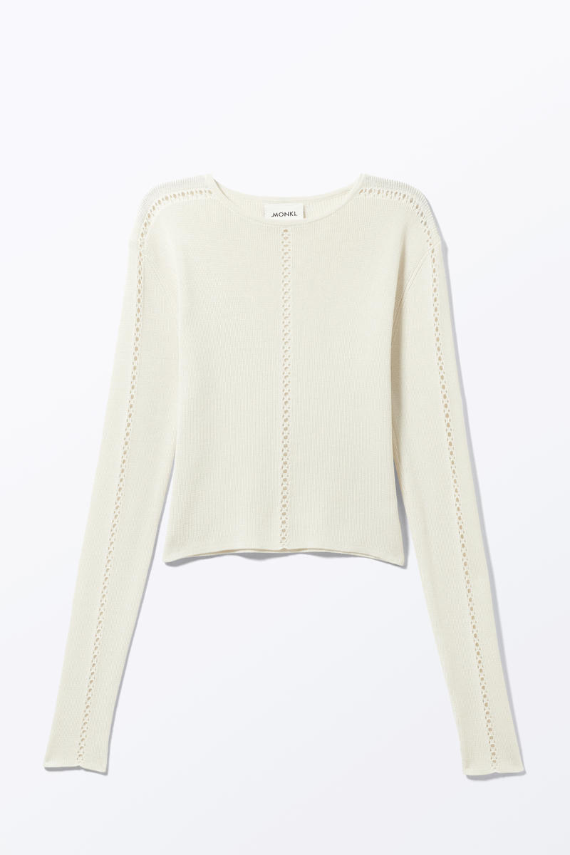 Langärmeliges Strick-Top Mit Cut-Outs - Weiß Langärmeliges Strick-Top Mit Cut-Outs - Weiß von Monki