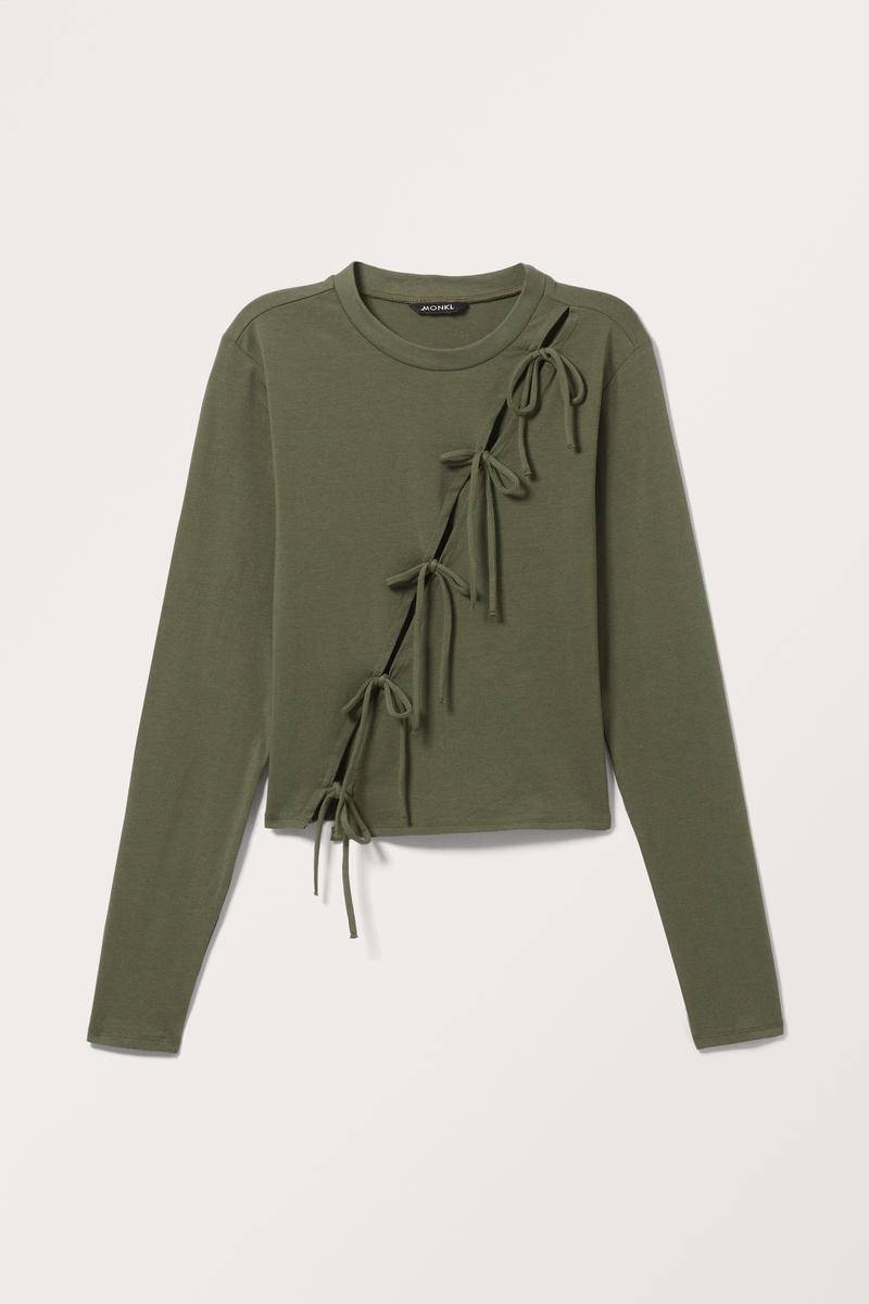 Langärmliges Bindetop - Grün von Monki