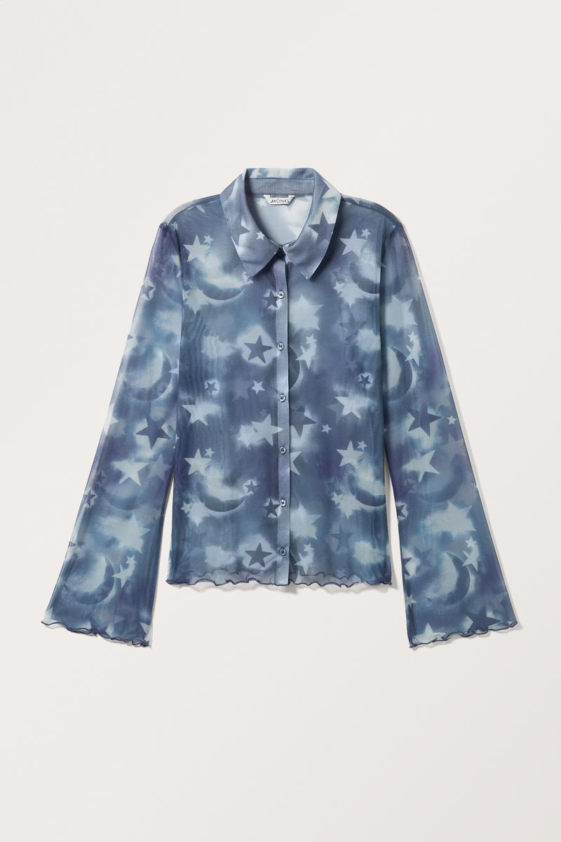 Langärmliges Mesh-Shirt - Blau Langärmliges Mesh-Shirt - Blau von Monki