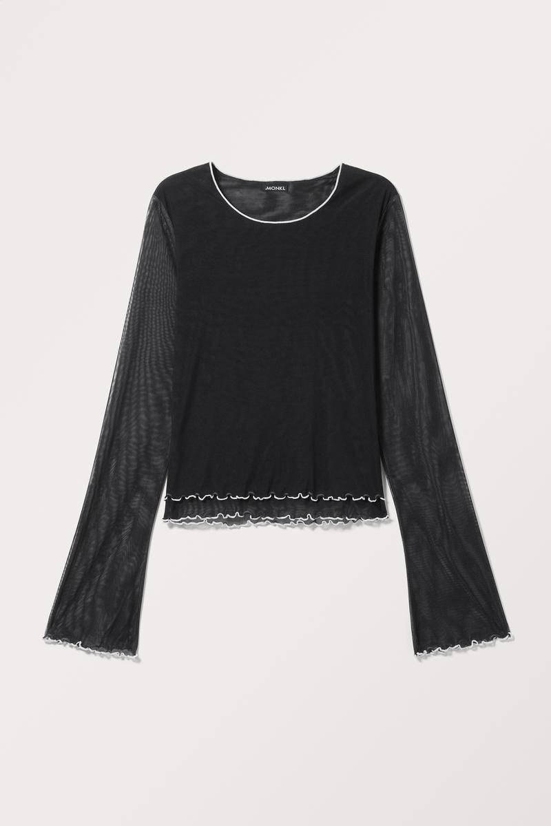 Langarm-Top Aus Netzstoff - Schwarz von Monki