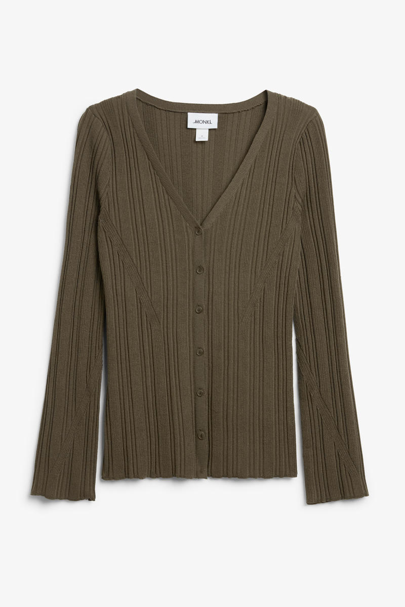 Langer Cardigan Aus Rippstrick - Braun von Monki