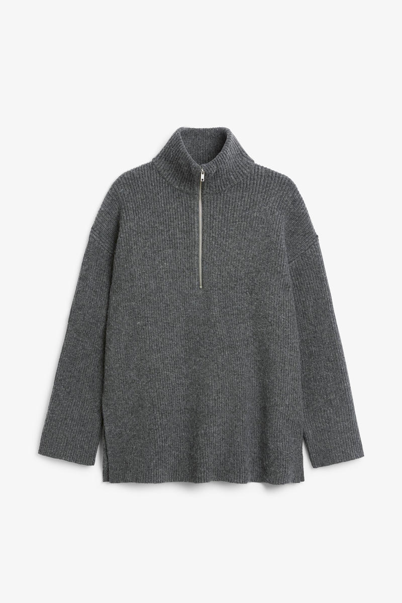 Langer Strickpullover - Grau von Monki