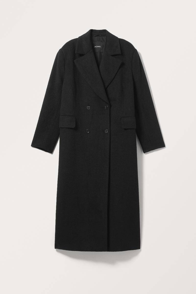 Langer Zweireihiger Oversize-Mantel - Schwarz von Monki
