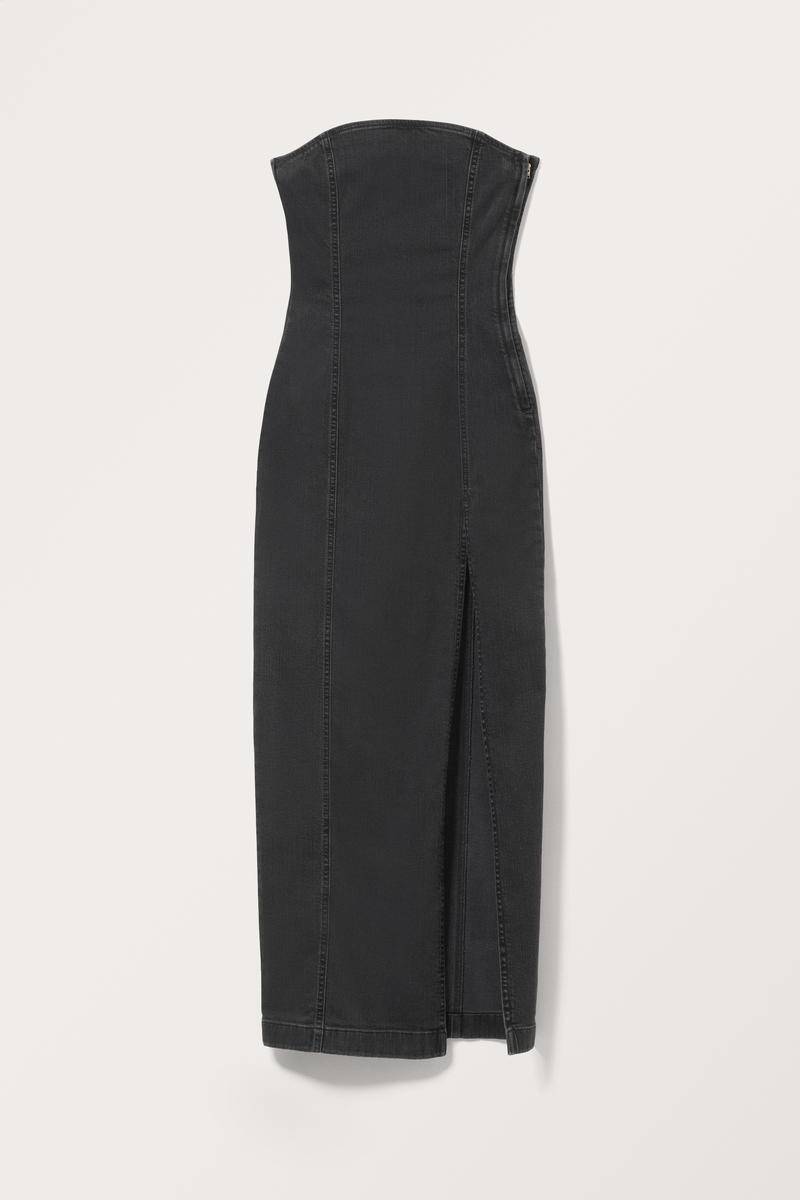 Langes Denim-Schlauchkleid - Schwarz von Monki