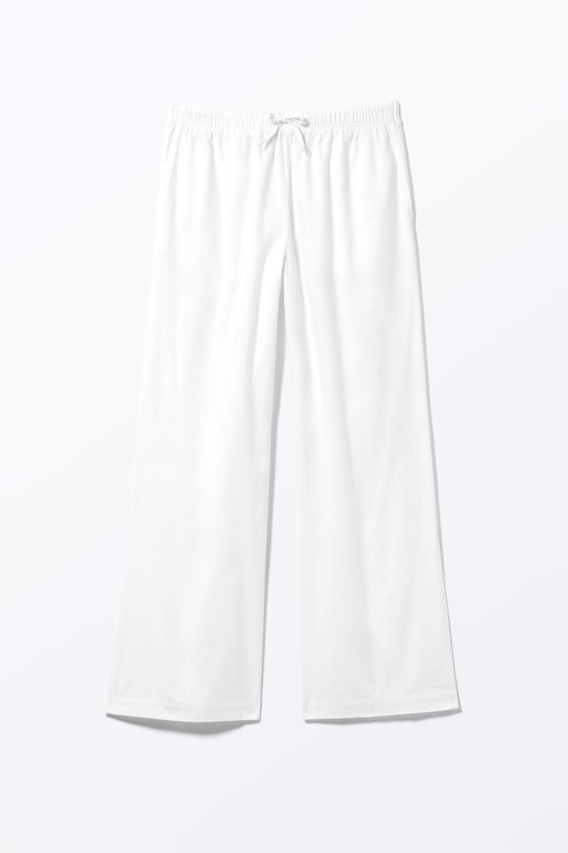 Locker Geschnittene Flanellhose - Weiß von Monki