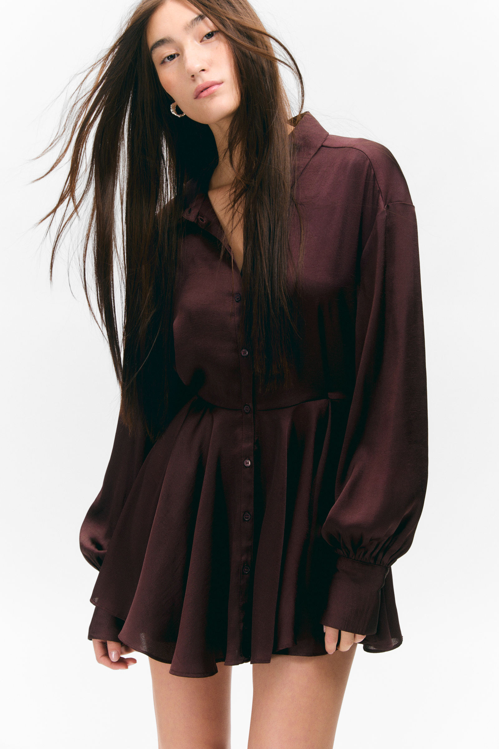 Long-Sleeved Fit-and-Flare Mini Dress von Monki