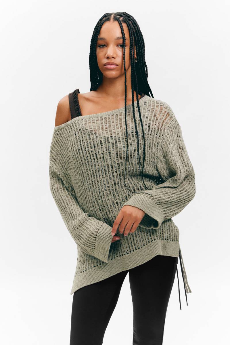 Loose Open-Knit Side Slit Sweater von Monki