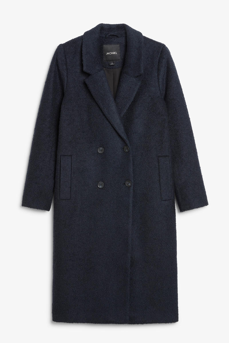 Mantel Aus Wollmischung Mit Abfallendem Revers - Blau von Monki