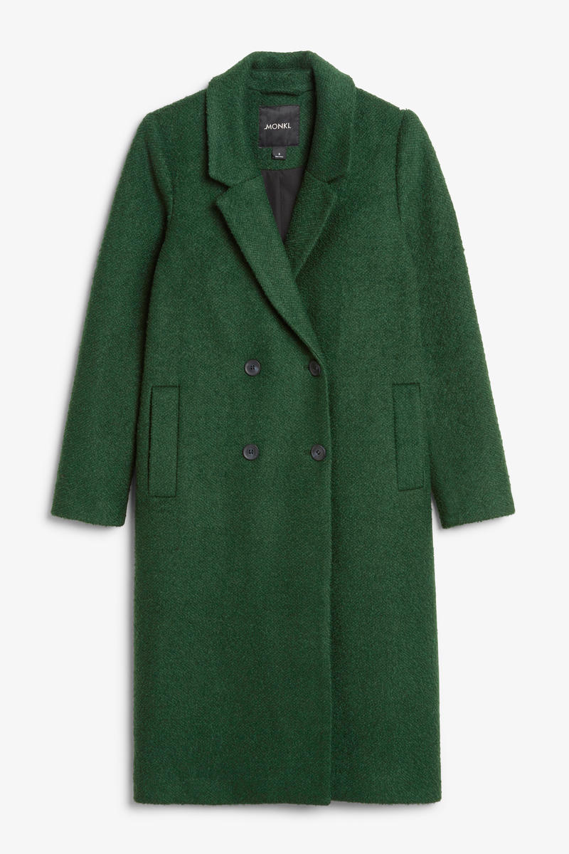 Mantel Aus Wollmischung Mit Abfallendem Revers - Grün von Monki