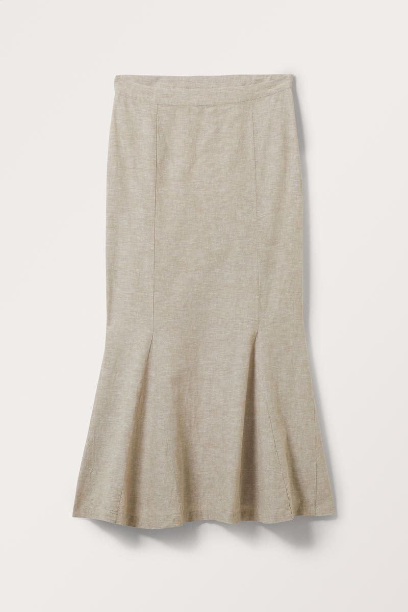 Mermaid-Skirt In Maxi-Länge Aus Leinenmischung - Beige von Monki