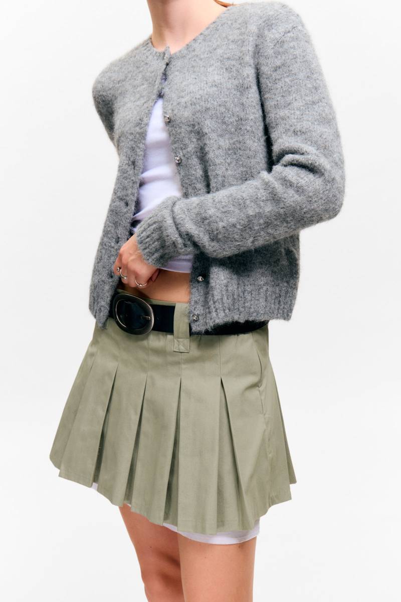 Mid-Rise Pleated Mini Twill Skirt von Monki