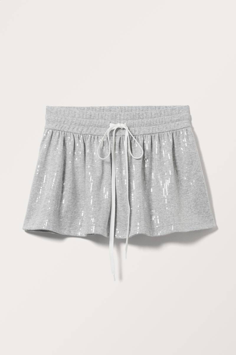 Mini-Frotteerock Mit Pailletten - Grau von Monki