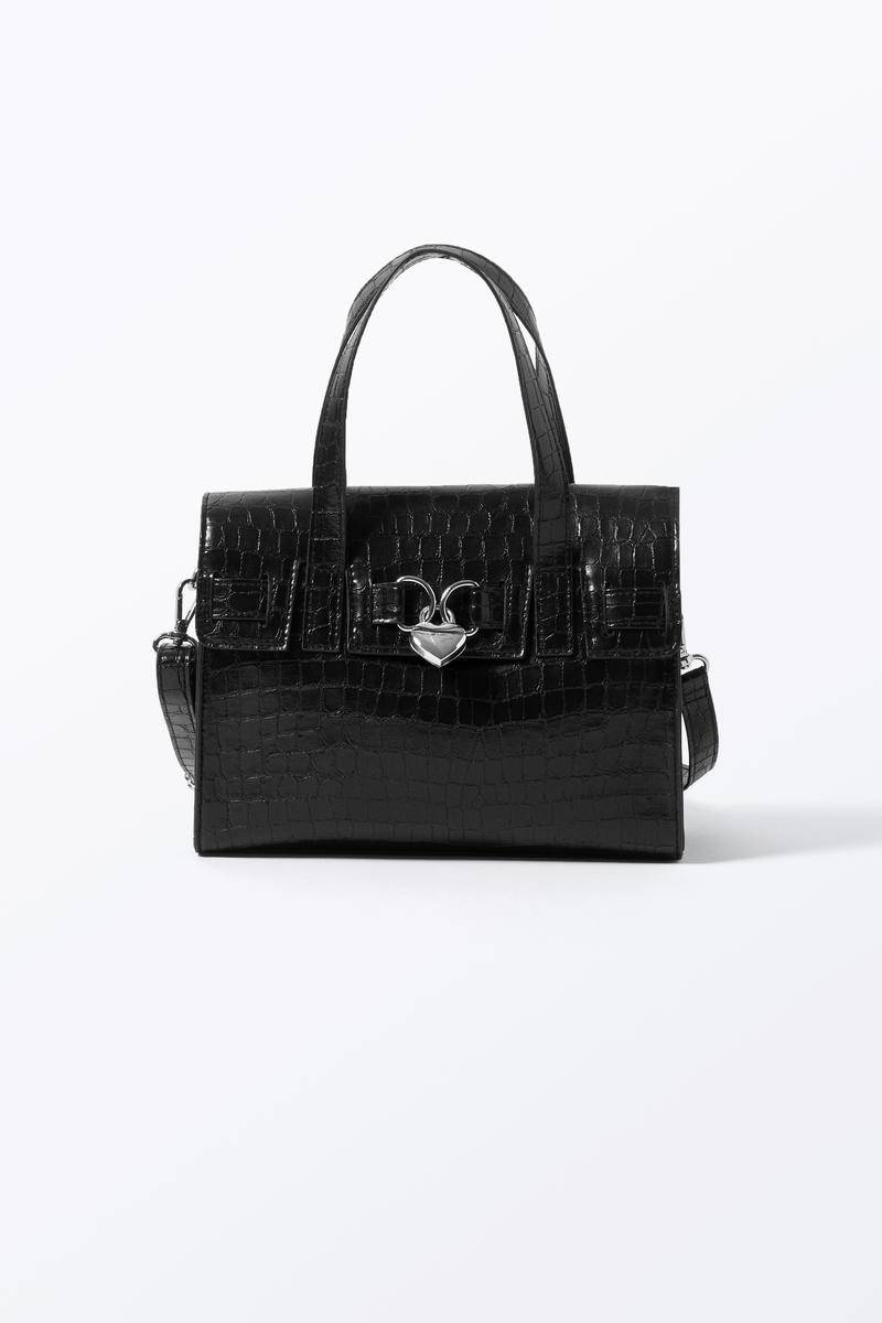 Mini-Handtasche Aus Krokodil-Kunstleder - Schwarz von Monki