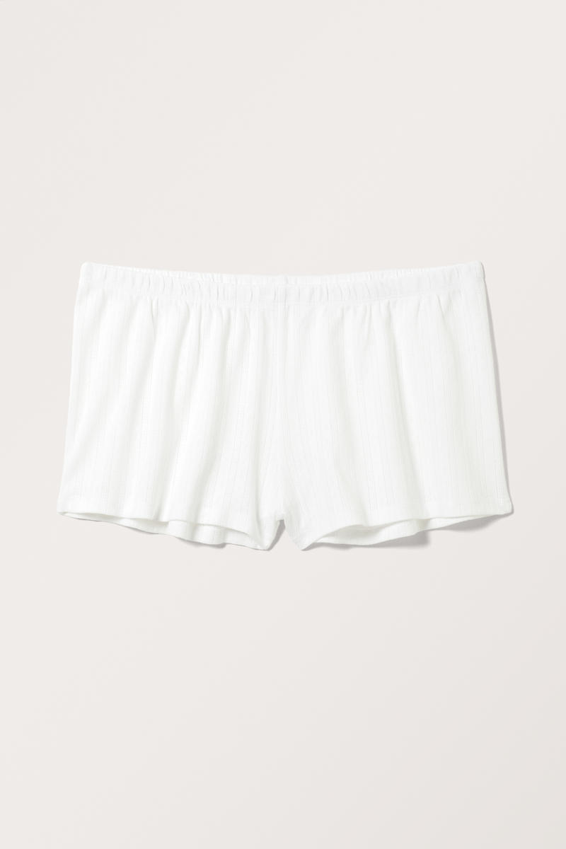Mini-Shorts Aus Pointelle-Baumwollstoff - Weiß Mini-Shorts Aus Pointelle-Baumwollstoff - Weiß von Monki