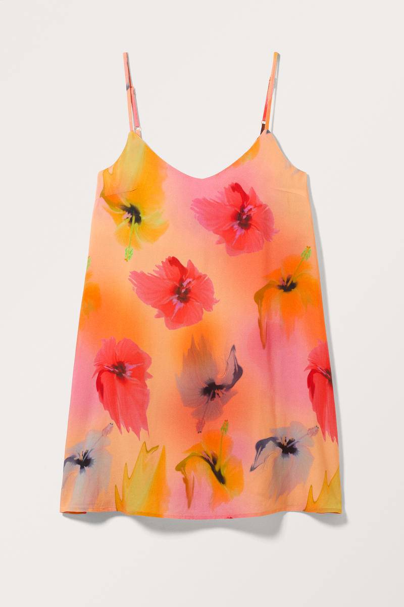 Mini-Unterkleid Mit V-Ausschnitt - Rosa Orange Mehrfarbig von Monki