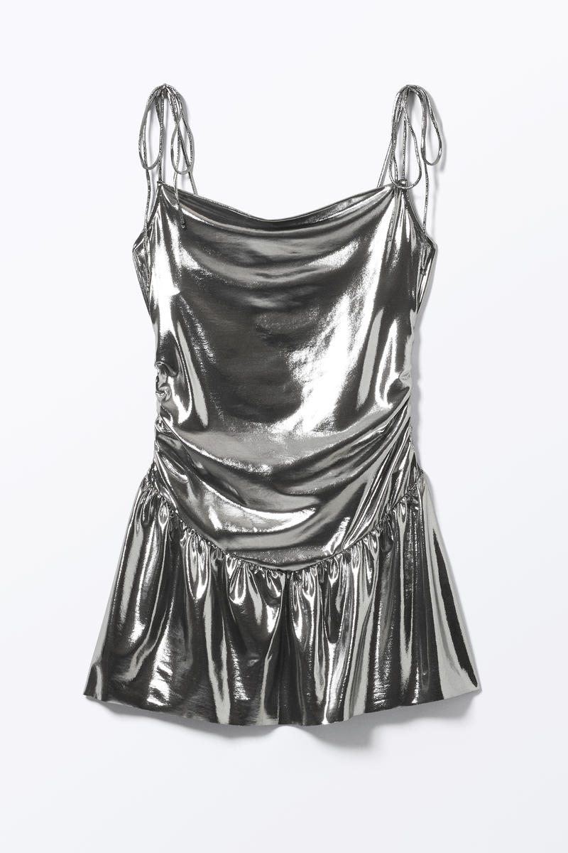 Minikleid Aus Jersey In Silberfolienoptik - Silberfarben von Monki