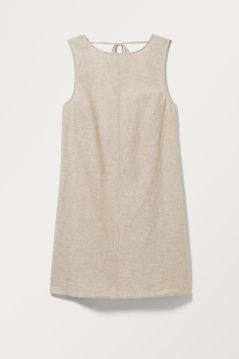 Minikleid Aus Leinenmischung Mit Offenem Rücken - Beige von Monki