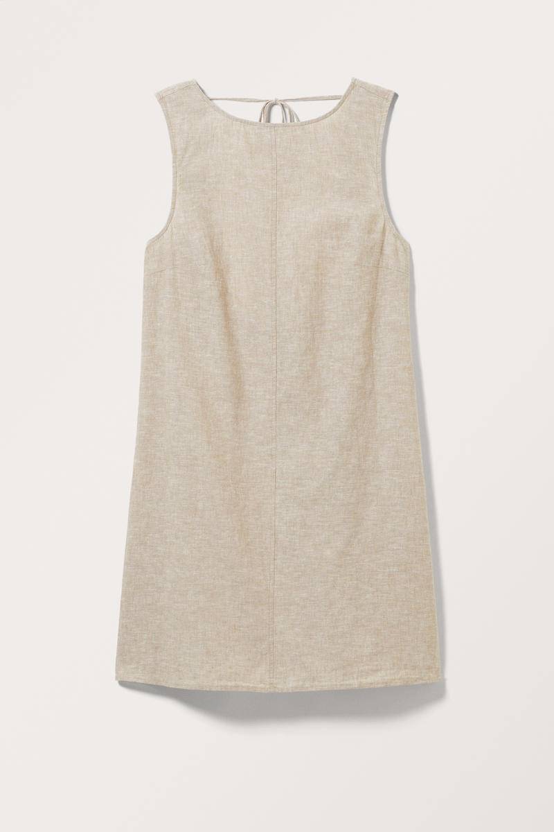 Minikleid Aus Leinenmischung Mit Offenem Rücken - Beige von Monki