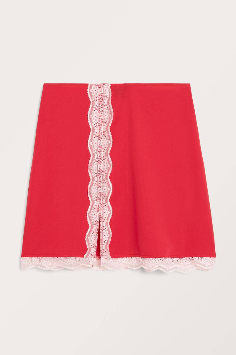 Minirock Mit Spitzenbesatz - Rot Mehrfarbig von Monki