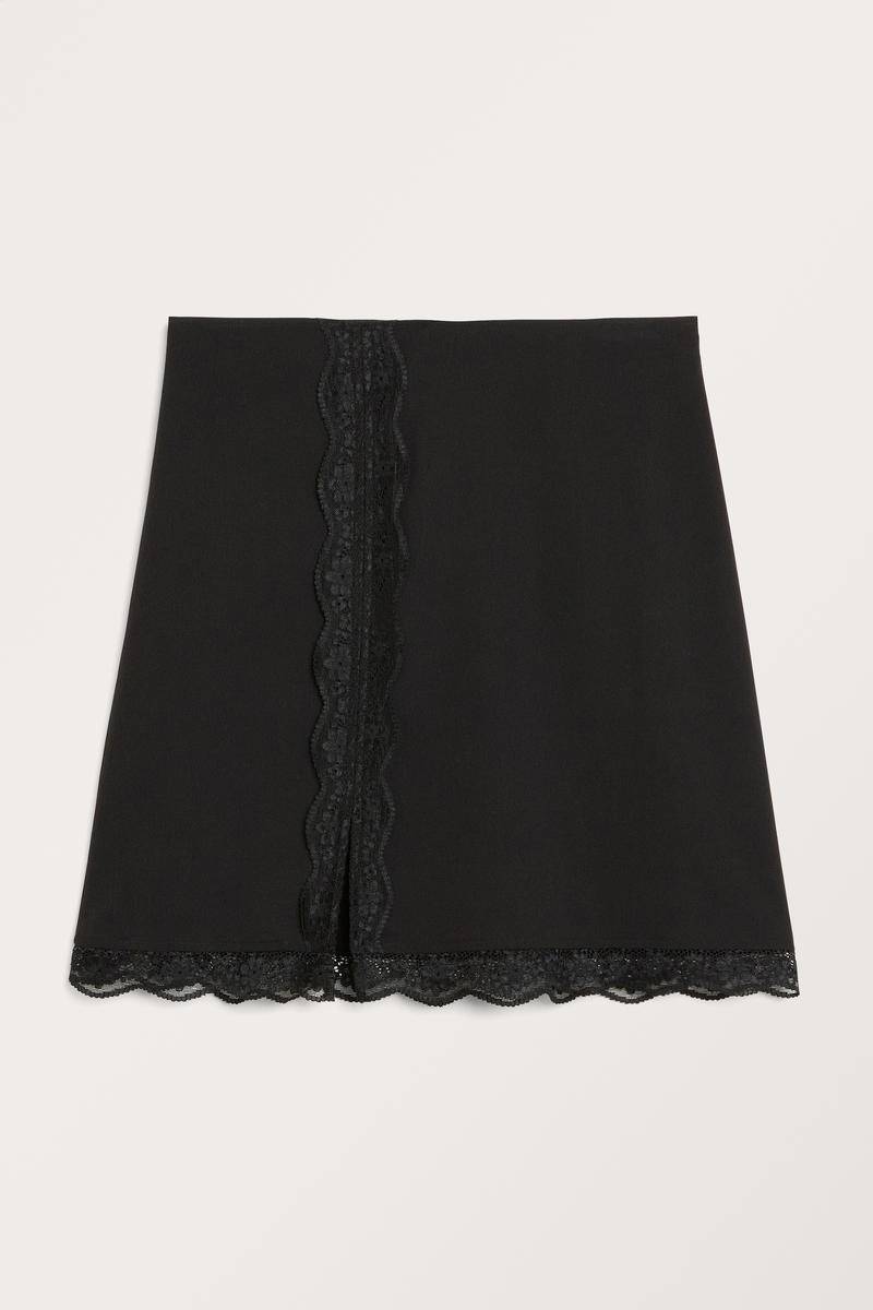 Minirock Mit Spitzenbesatz - Schwarz von Monki