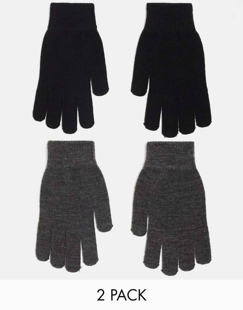 Monki - 2er-Pack Handschuhe in Schwarz und Grau von Monki