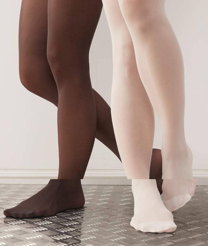 Monki - 2er-Pack Strumpfhosen in Dunkelbraun und Weiß, 20 DEN von Monki