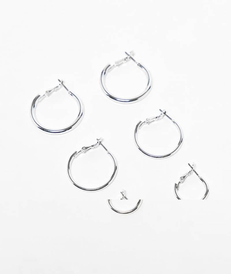 Monki - 3er-Set Creolen in Silber von Monki