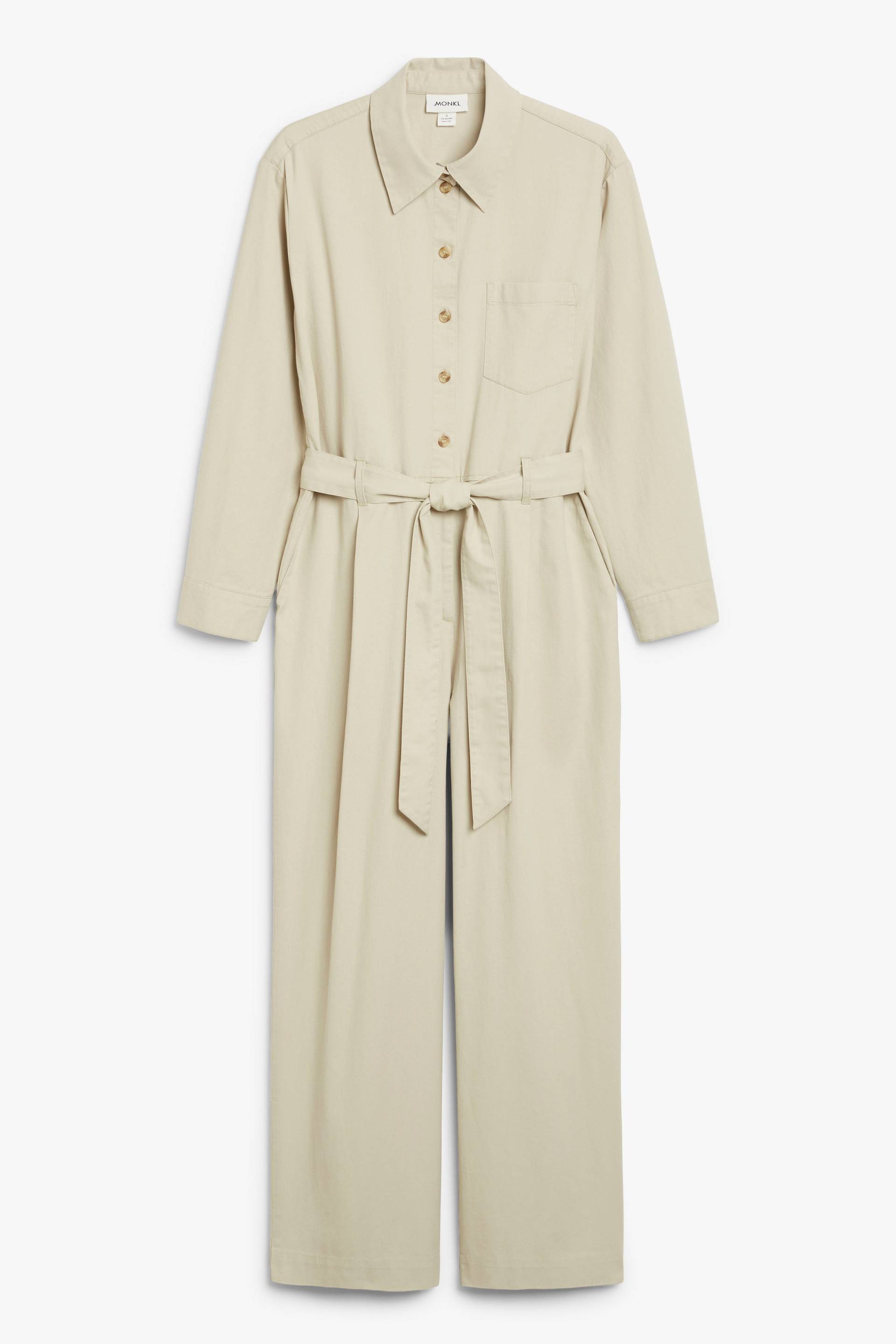 Monki Beiger Oversize-Jumpsuit mit Kragen Hellbeige, Jumpsuits in Größe XS. Farbe: Light beige von Monki