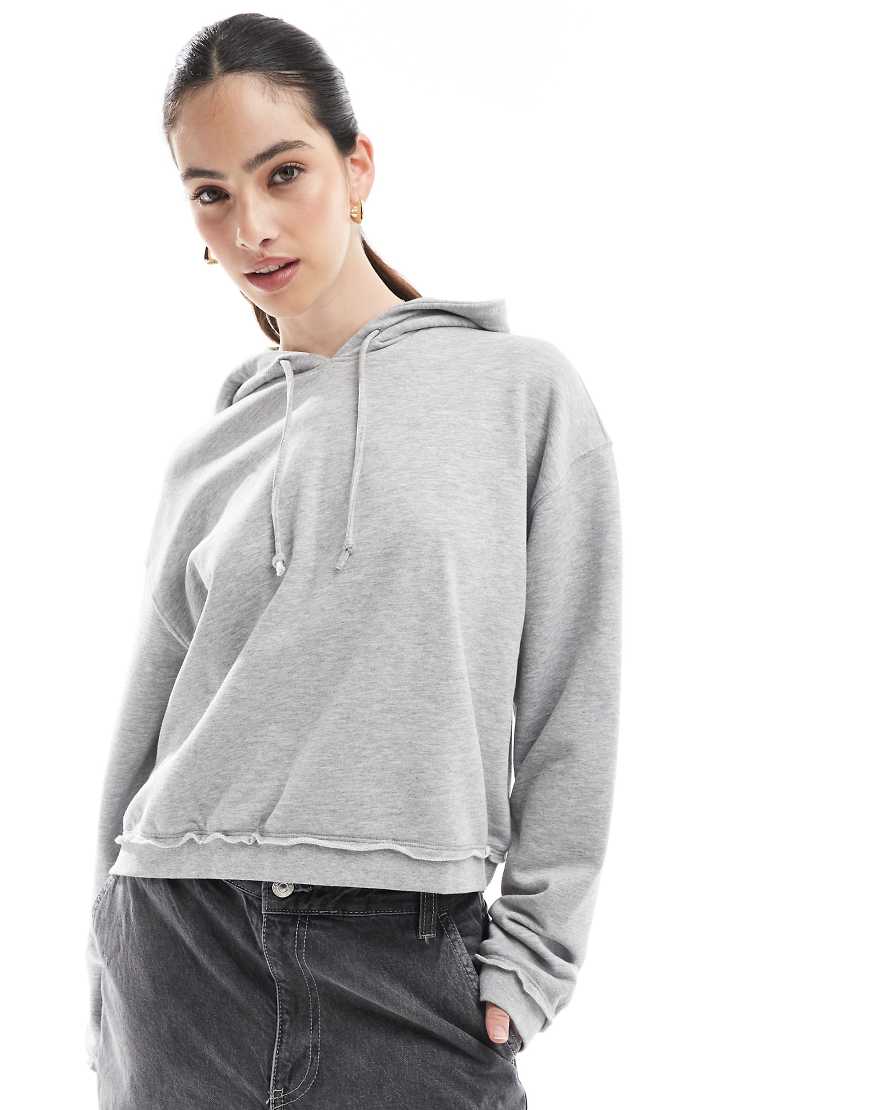 Monki - Frottee-Kapuzenpullover in Hellgrau von Monki