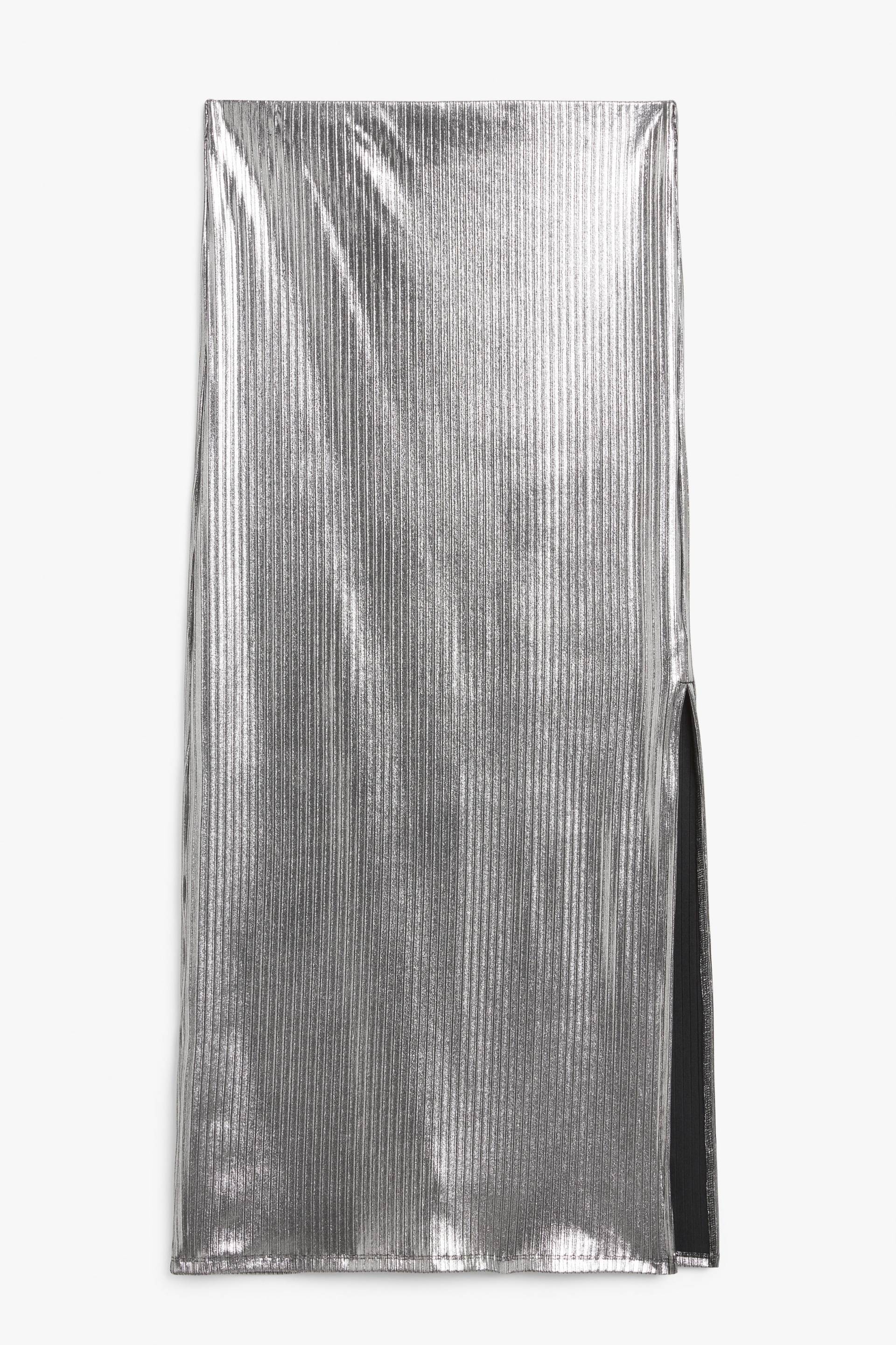 Monki Glänzender gerippter Maxirock Silber, Röcke in Größe XL. Farbe: Silver von Monki