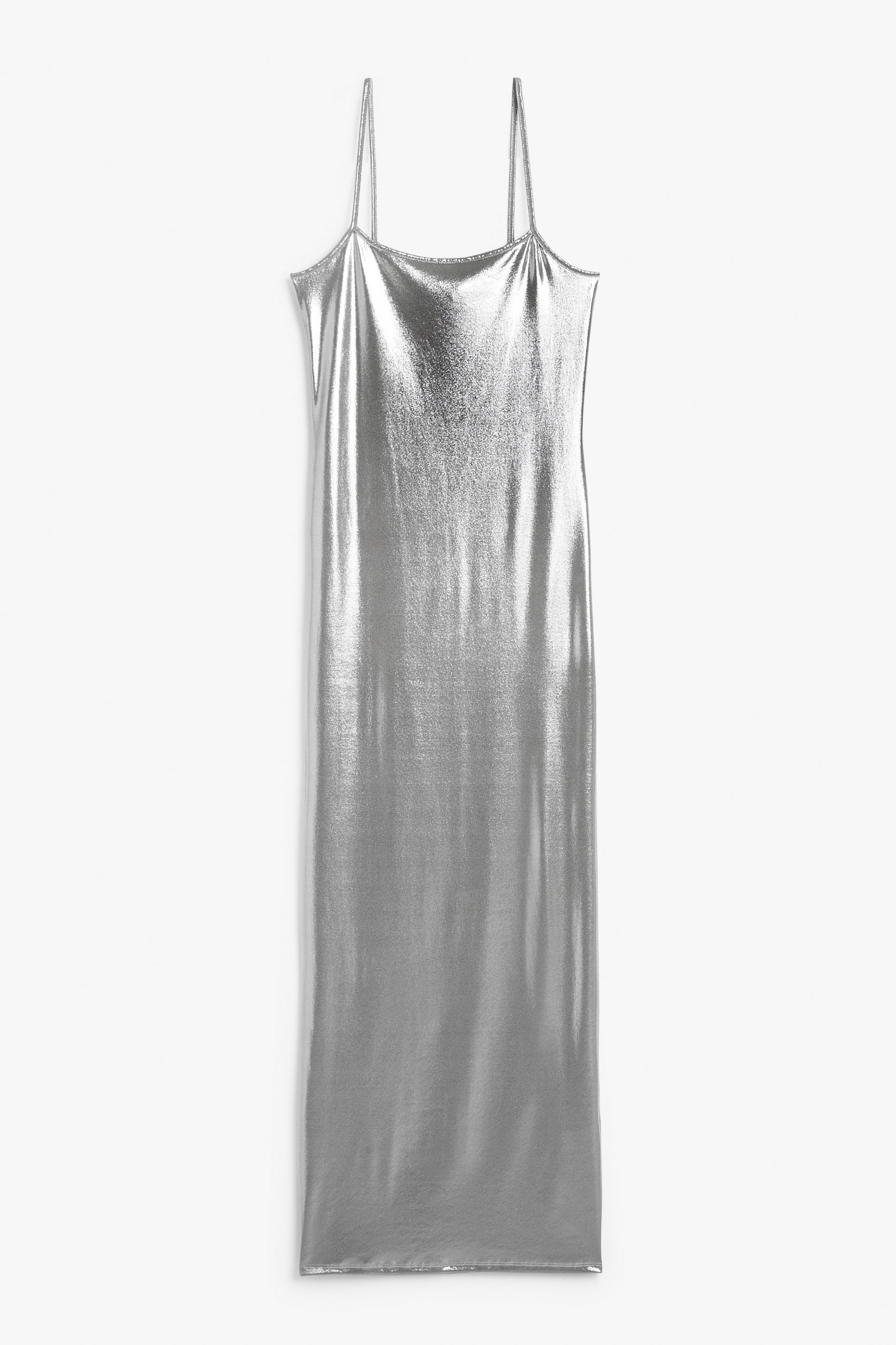 Monki Glänzendes Maxi-Slipdress Silber, Party kleider in Größe S. Farbe: Silver von Monki