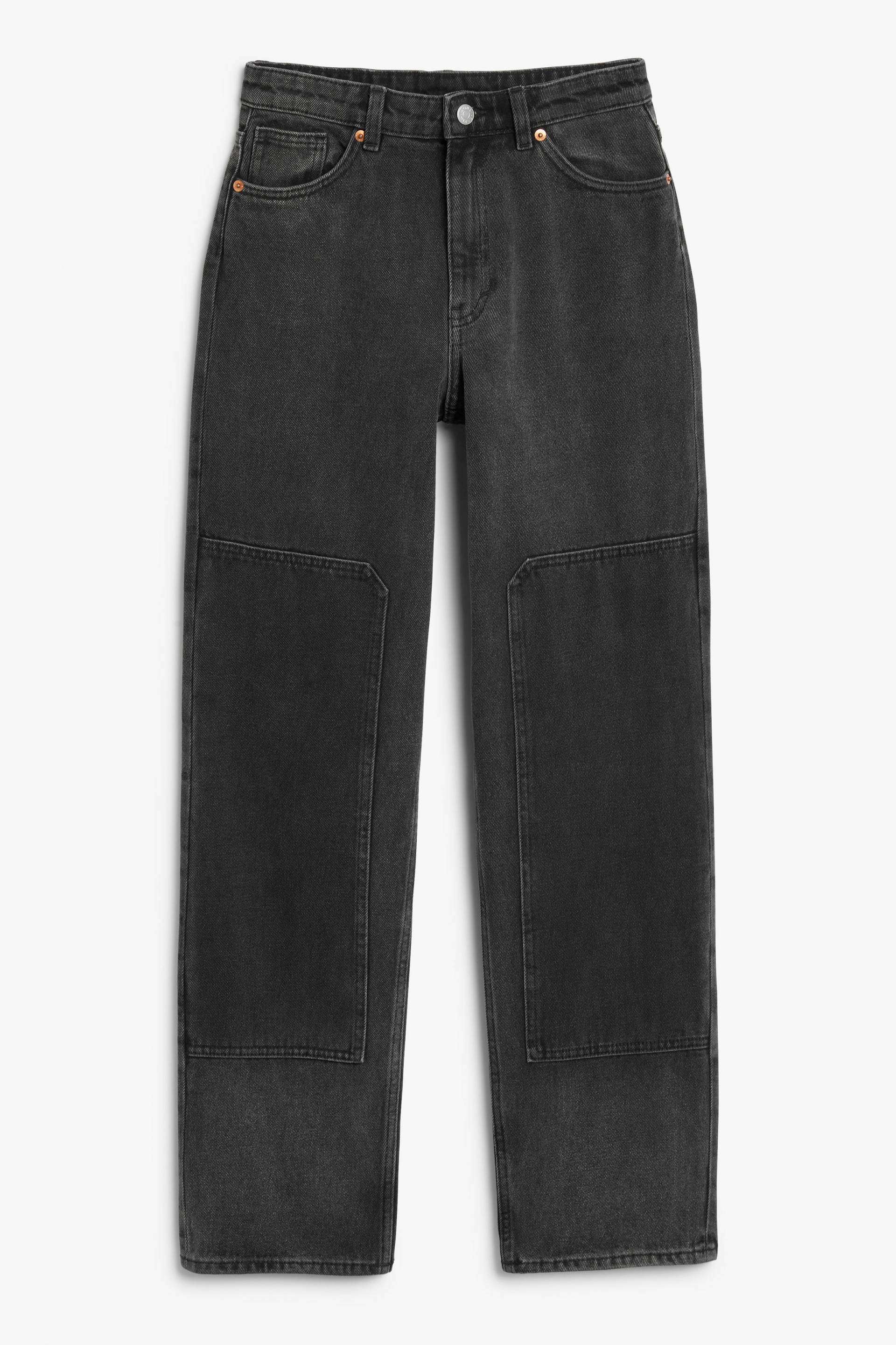 Monki Highwaist-Jeans in verwaschenem Schwarz Verwaschenes, Straight Größe W 26. Farbe: Washed black von Monki