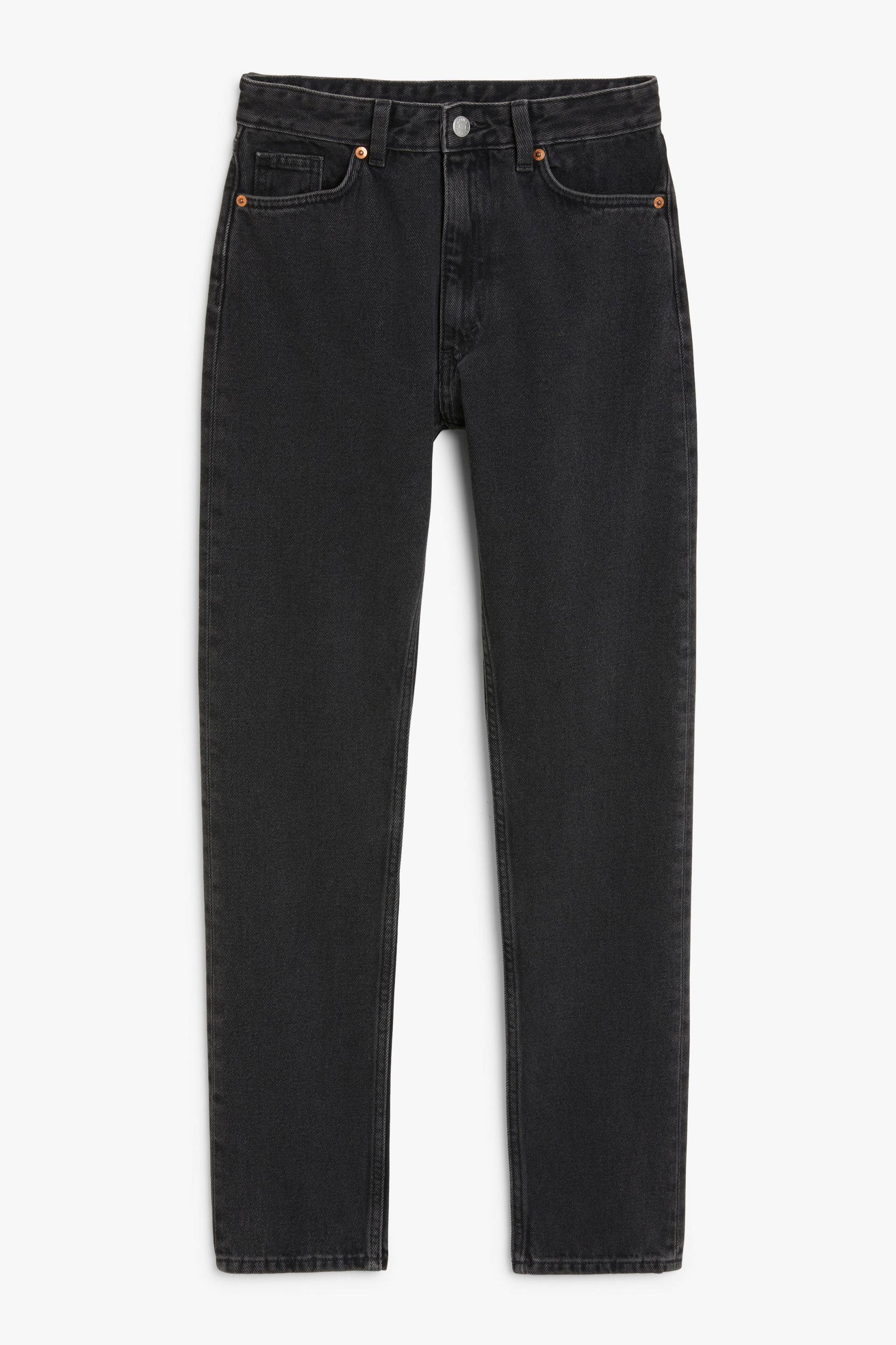 Monki Hoch sitzende, schmale schwarze Jeans Kimomo Verwaschenes Schwarz, Skinny in Größe W 25. Farbe: Washed black von Monki