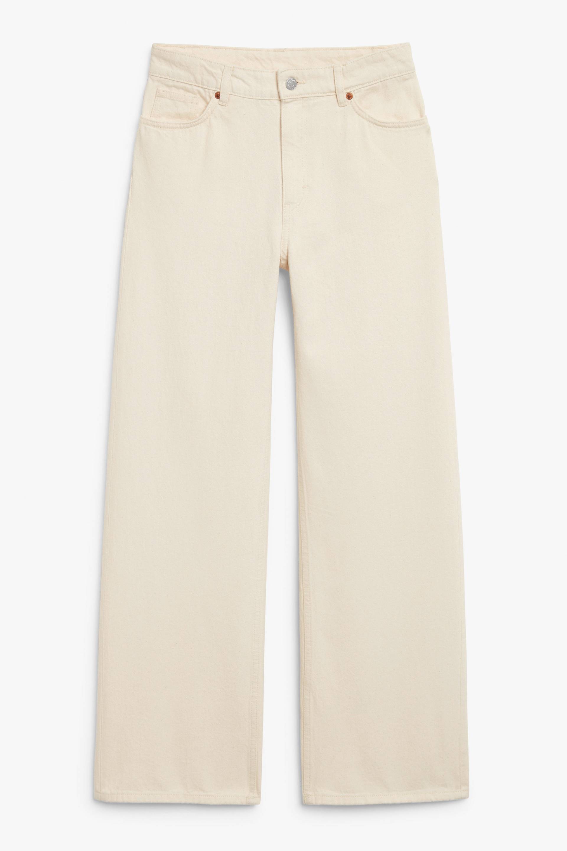 Monki Hoch sitzende weite cremeweiße Jeans Yoko Offwhite, Baggy in Größe W 24. Farbe: Off-white von Monki