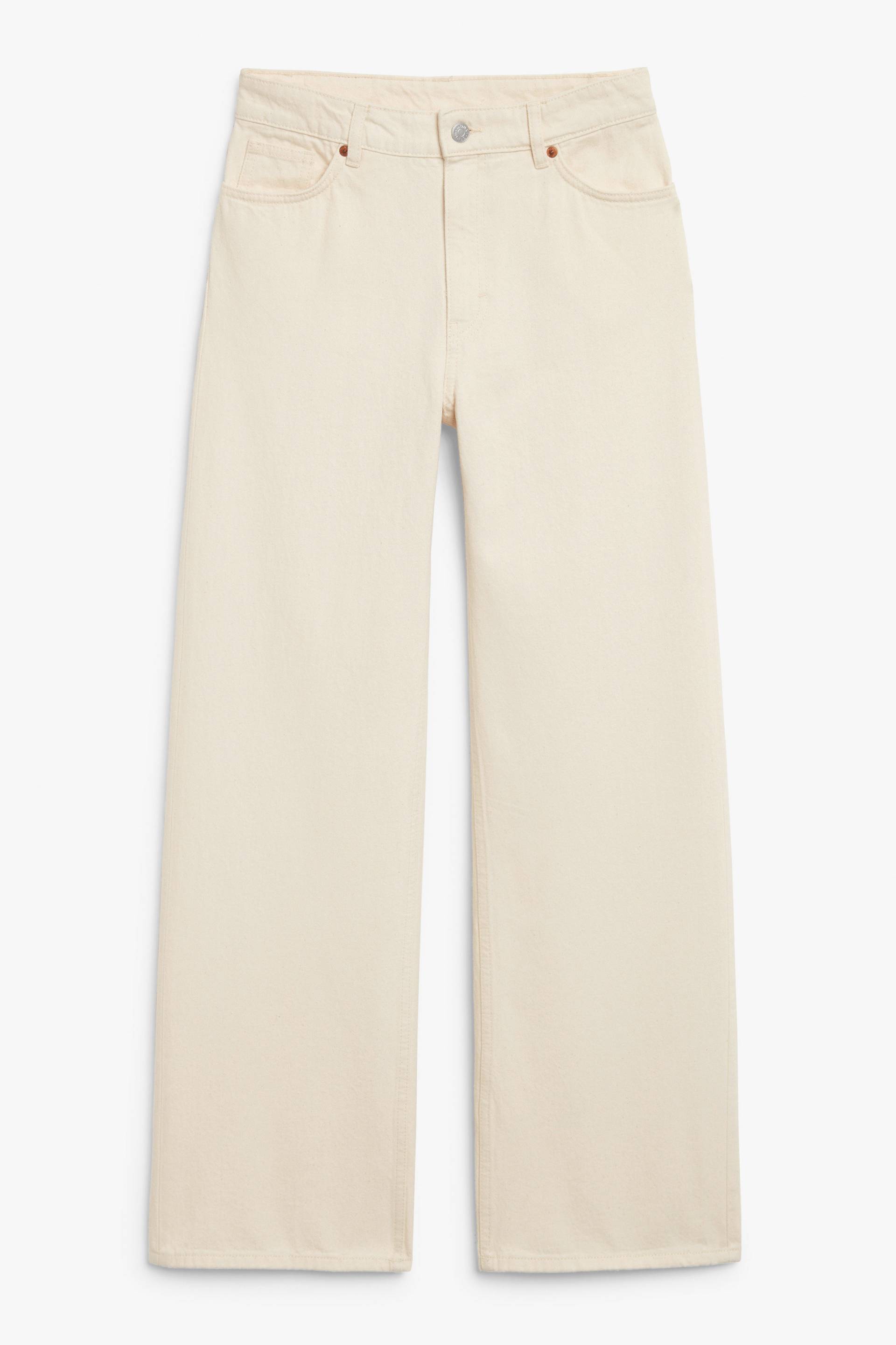 Monki Hoch sitzende weite cremeweiße Jeans Yoko Offwhite, Baggy in Größe W 25. Farbe: Off-white von Monki