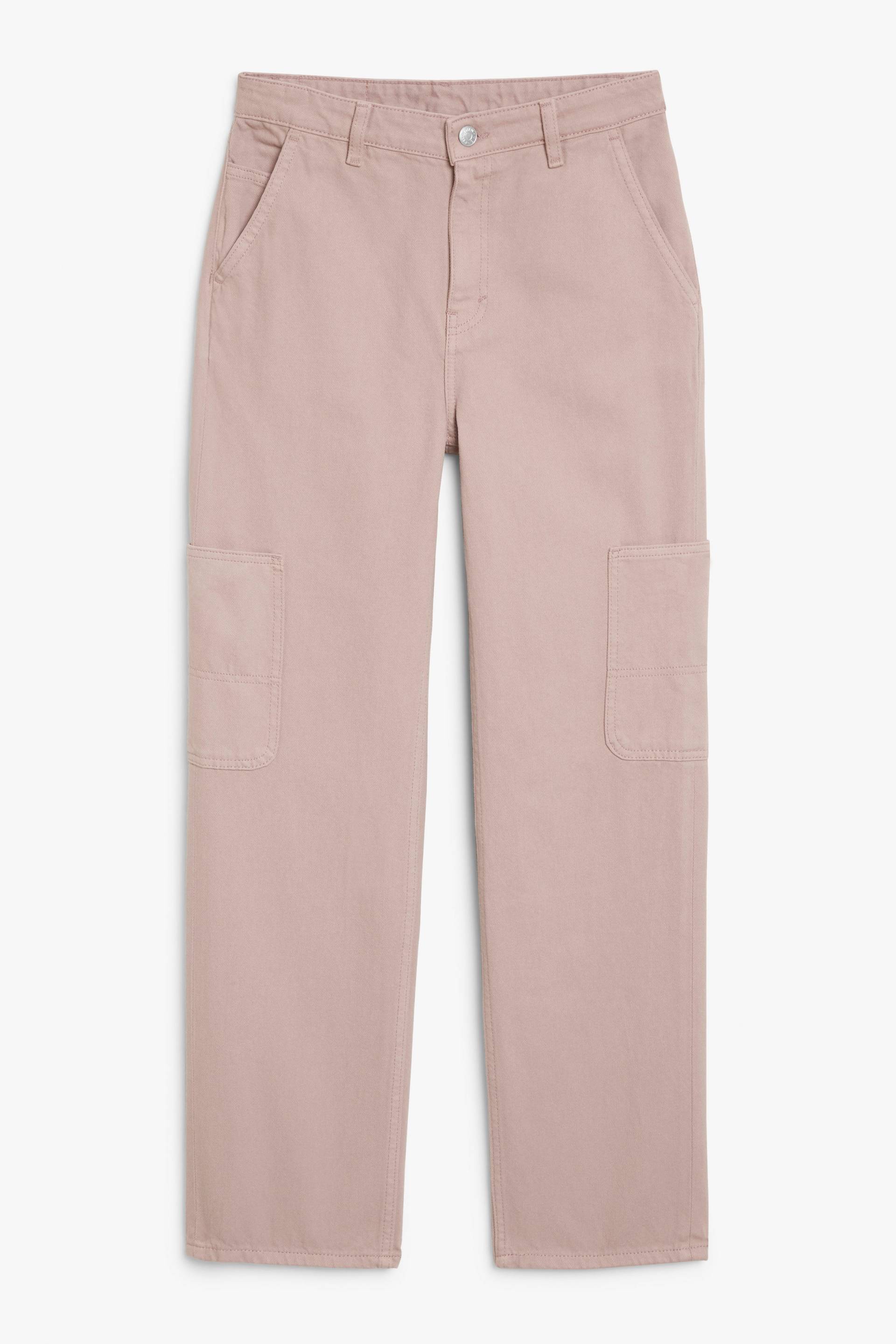 Monki Hochtaillierte lila Cargo-Jeans Flieder, Straight in Größe W 25. Farbe: Lilac von Monki