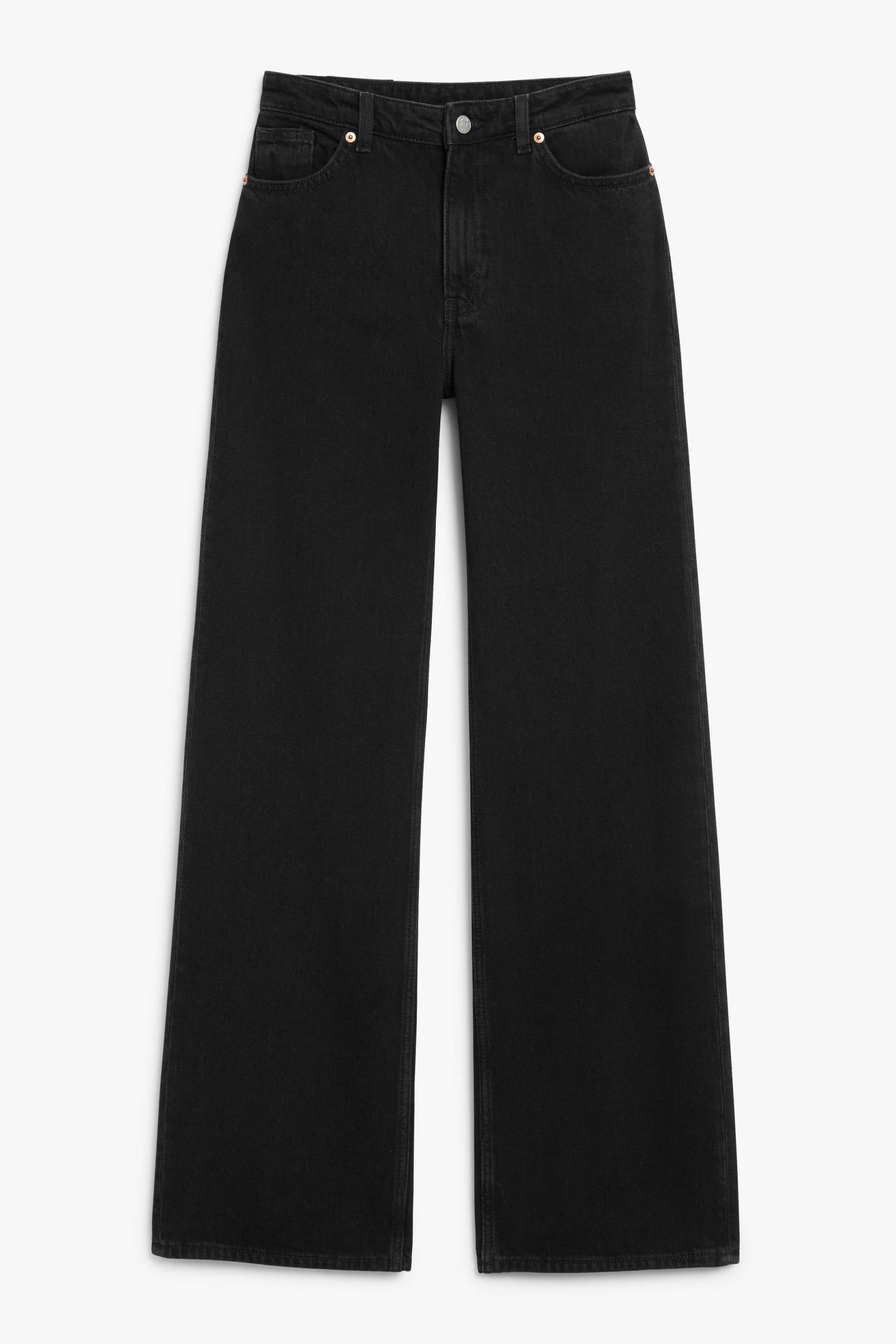 Monki Hohe, weite, lange schwarze Jeans Yoko Schwarz, Baggy in Größe W 24. Farbe: Black von Monki