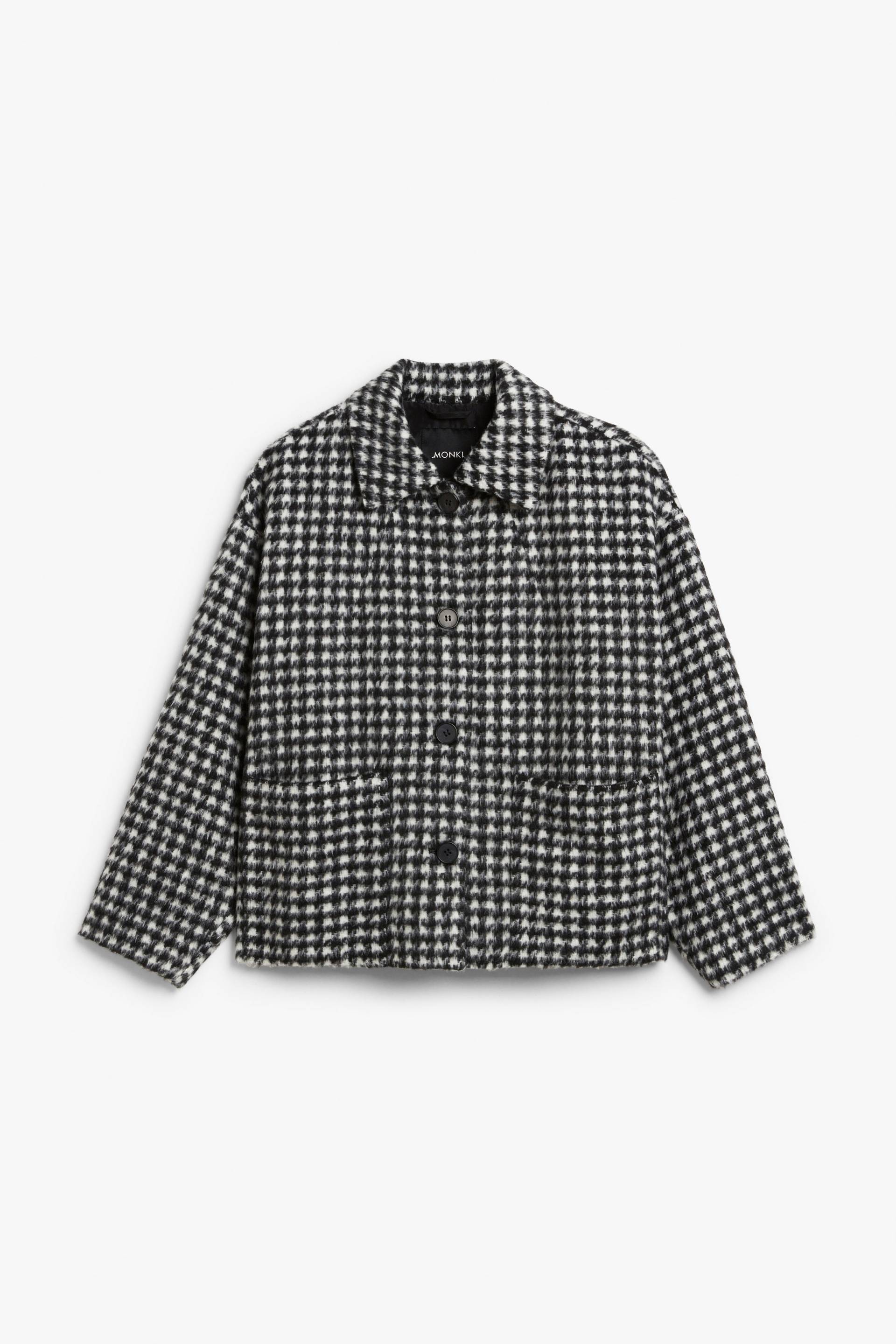 Monki Jacke aus Strukturstoff Schwarz-weißer Hahnentritt, Jacken in Größe XXS. Farbe: Houndstooth 019 von Monki