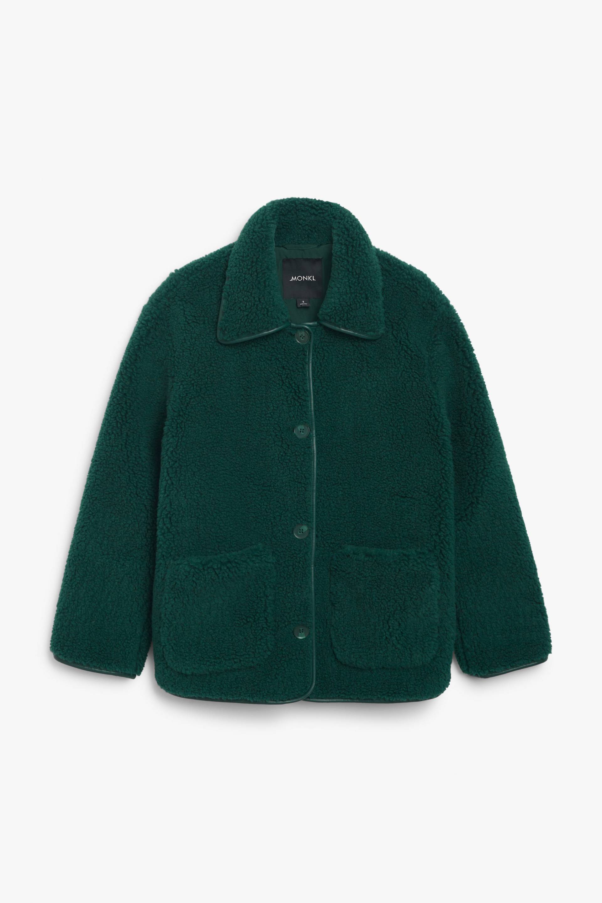 Monki Jacke aus Teddy-Kunstfell Dunkelgrün, Jacken in Größe S. Farbe: Dark green von Monki