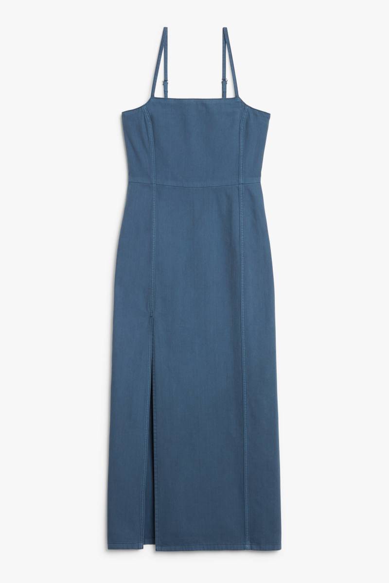 Monki Jeanskleid in Maxi-Länge mit Karree-Ausschnitt Mittelblau, Alltagskleider Größe 44. Farbe: Medium blue von Monki