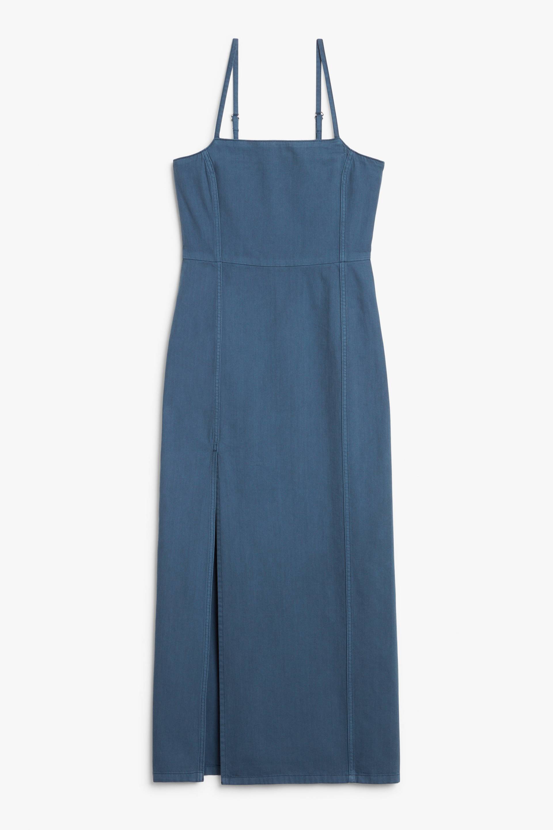 Monki Jeanskleid in Maxi-Länge mit Karree-Ausschnitt Mittelblau, Alltagskleider Größe 46. Farbe: Medium blue von Monki