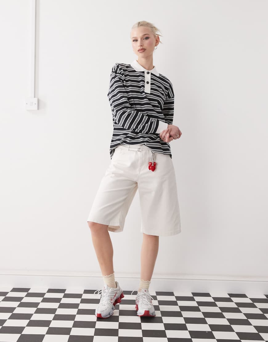 Monki - Jorts in Beige im Utility-Stil-Neutral von Monki