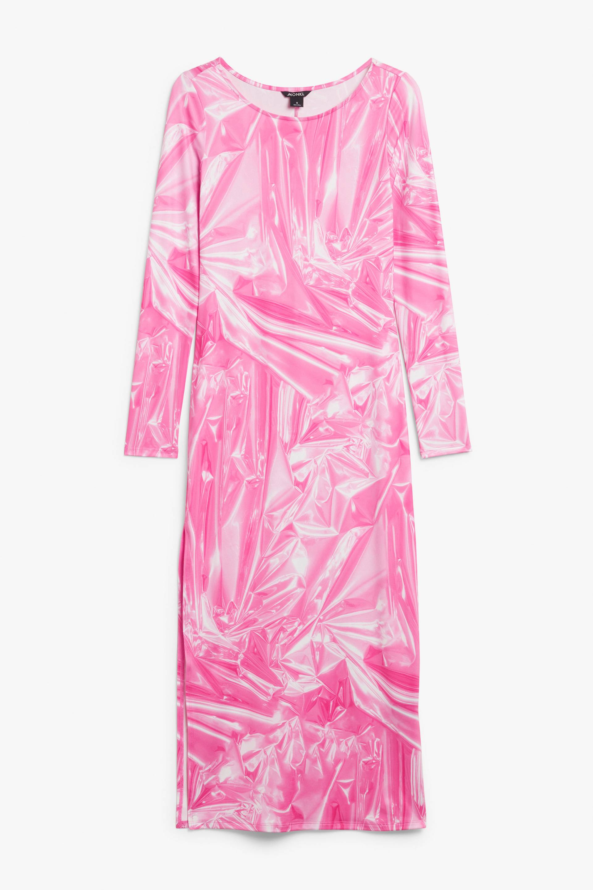 Monki Langärmliges Maxikleid im Trompe-l"œil-Design Rosa Zellophan, Alltagskleider in Größe M. Farbe: Pink cellophane' von Monki