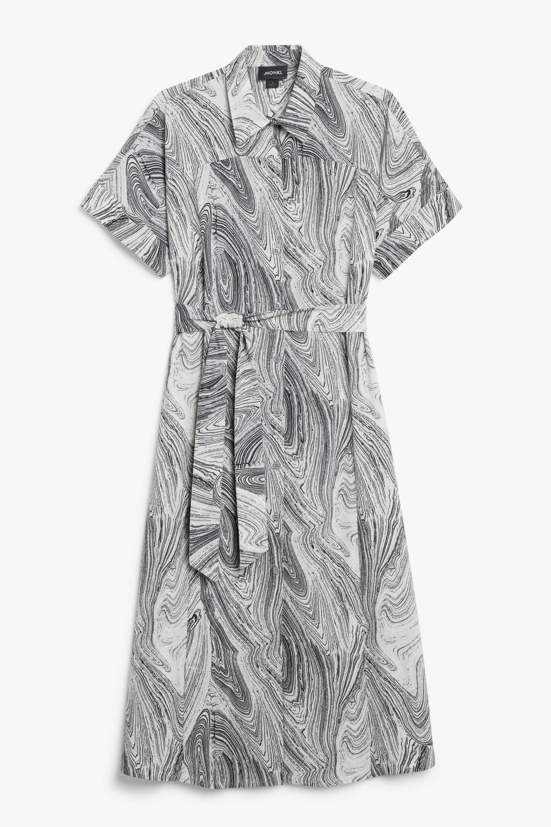 Monki Langes Hemdkleid mit Gürtel Grauer Stein, Alltagskleider in Größe S. Farbe: Grey stone von Monki