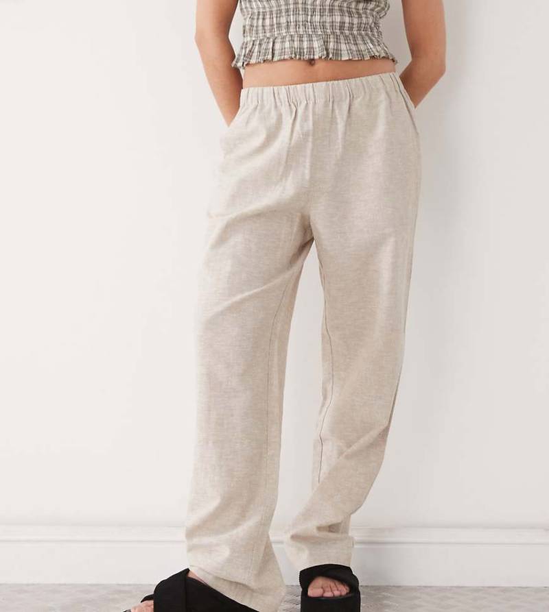 Monki - Leinenhose in Beige, exklusiv bei ASOS-Neutral von Monki