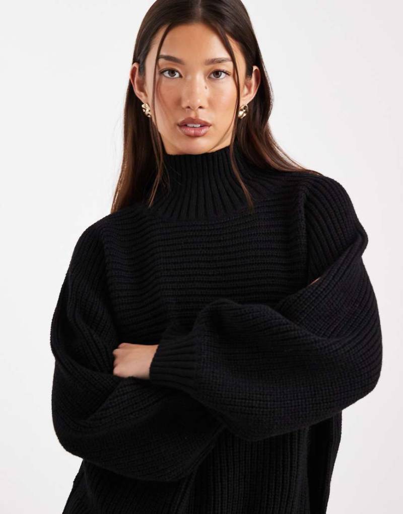 Monki - Libby - Hochgeschlossener Pullover in Schwarz von Monki